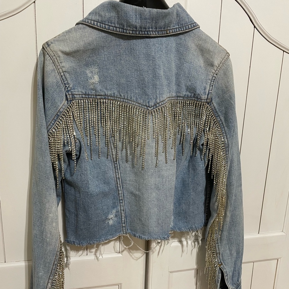 Custom Fringe Cropped Jean Jacket